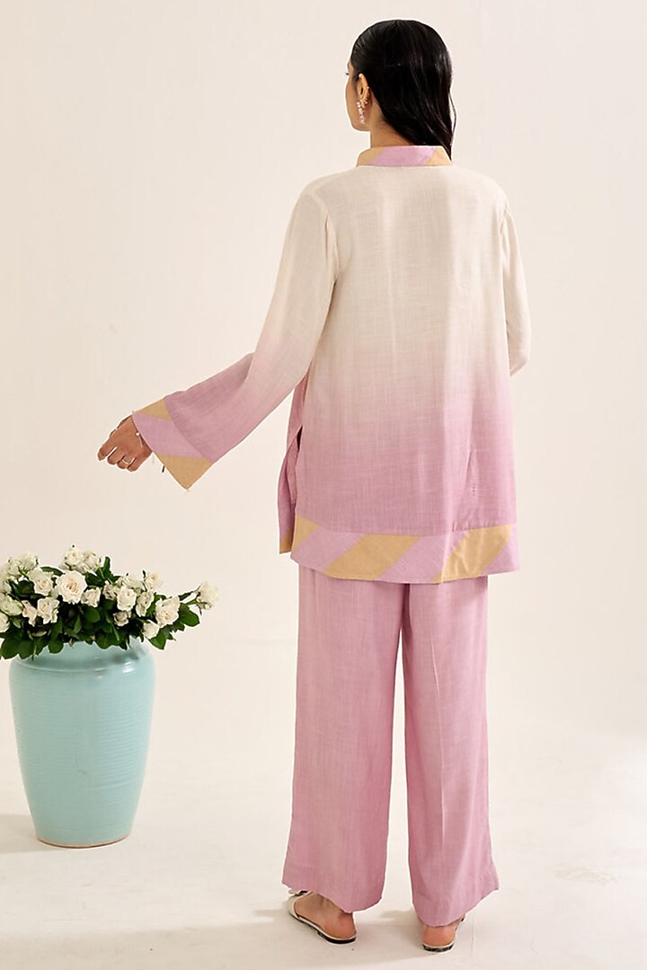 Lilac Ombre Cotton Slub Embellished Co-Ord Set by Siyona By Ankurita at Pernia's Pop Up Shop