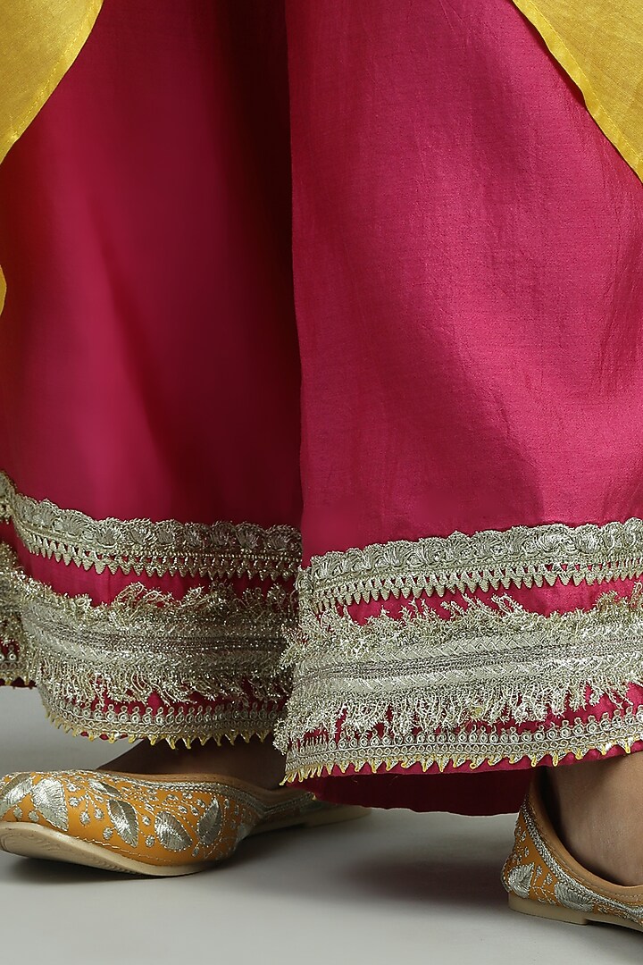 Yellow Pure Chanderi Silk Coin Work Kurta Set by Siyona By Ankurita at Pernia's Pop Up Shop