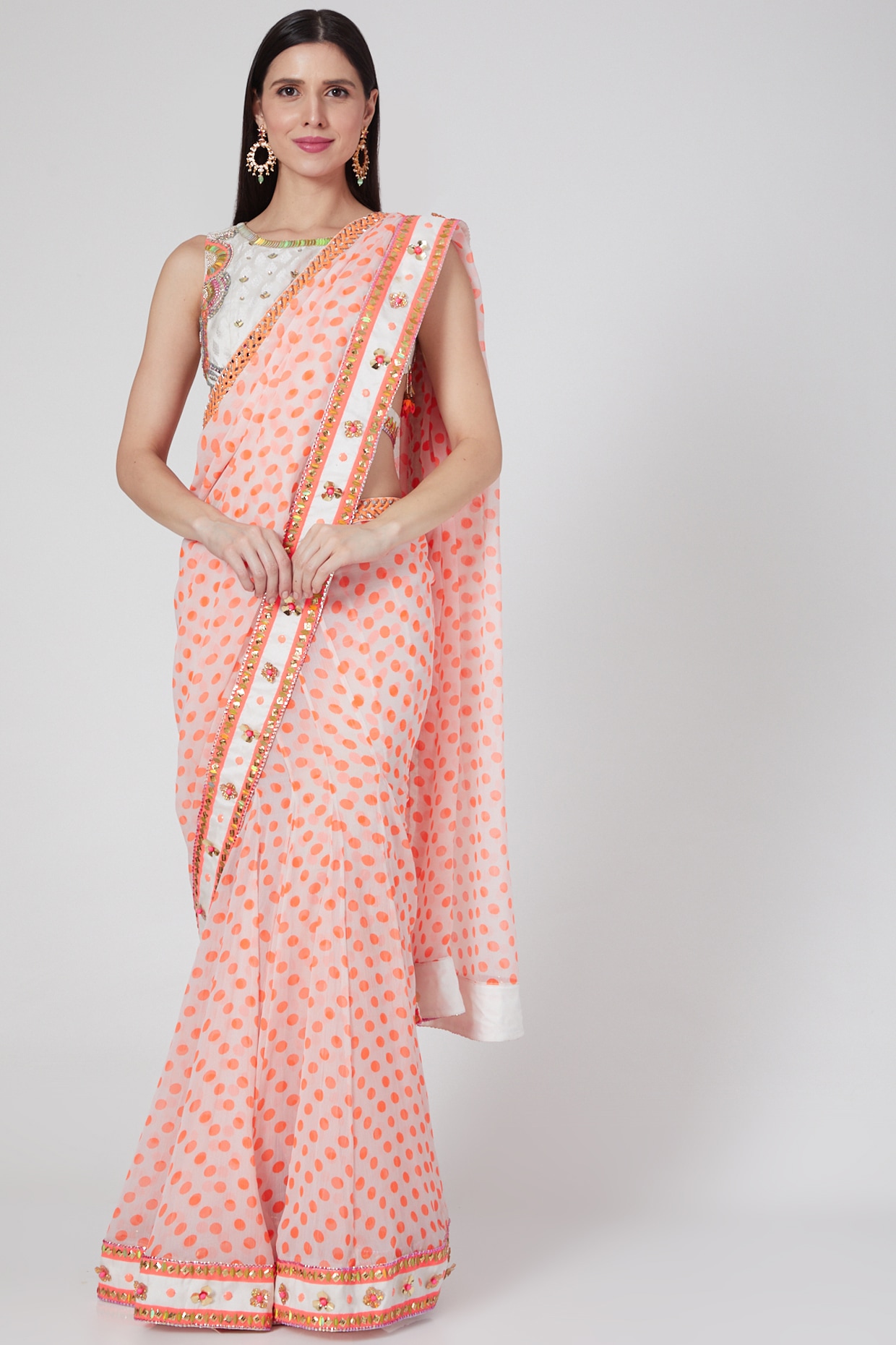 Kinder Kids Girls Pink & Orange Embroidered Ready to Wear Lehenga & Blouse  With Dupatta - Absolutely Desi