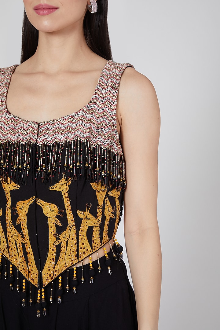 Black Bead Embroidered Co-Ord Set by Saaj By Ankita at Pernia's Pop Up Shop