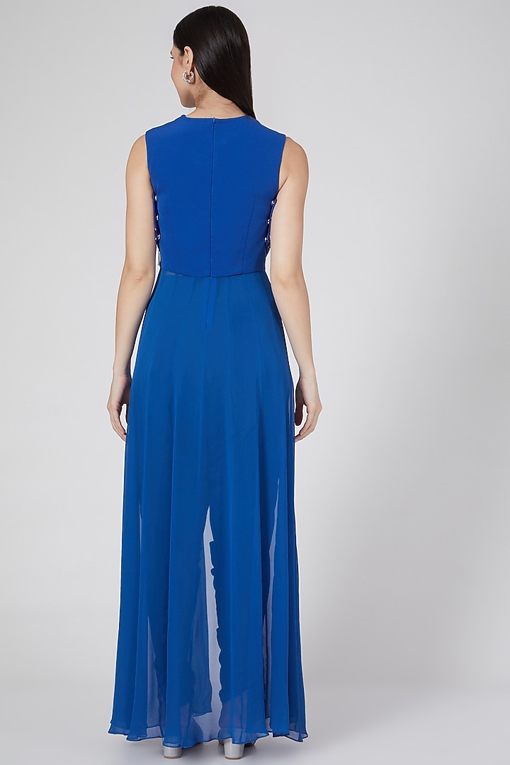 Cobalt Blue High-Waisted Dhoti Set by Saaj By Ankita at Pernia's Pop Up Shop