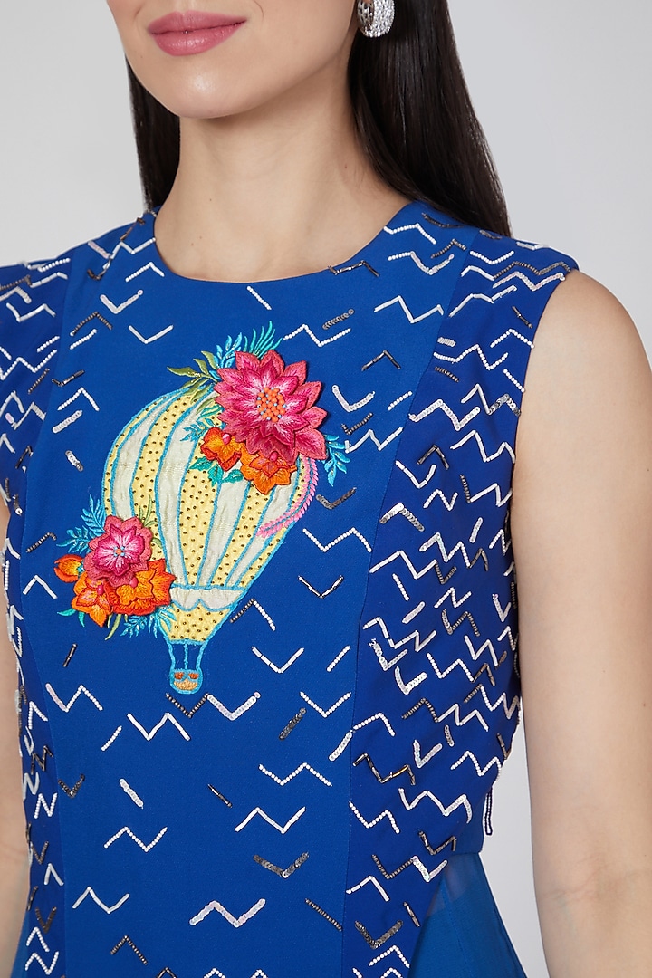Cobalt Blue High-Waisted Dhoti Set by Saaj By Ankita at Pernia's Pop Up Shop