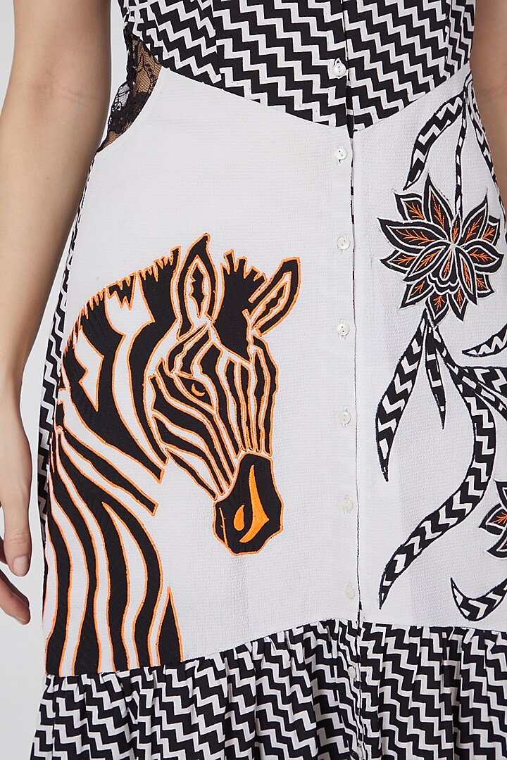 White Embroidered & Printed Shirt Maxi Summer Dress by Saaj By Ankita at Pernia's Pop Up Shop