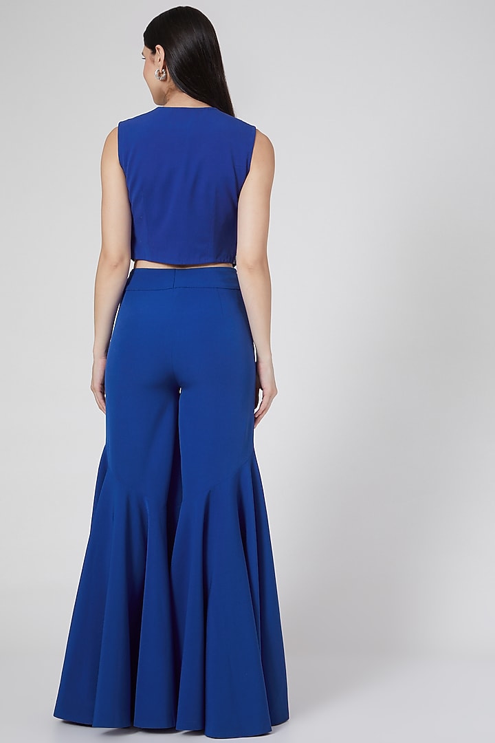 Cobalt Blue Sequins Embroidered Jacket Set by Saaj By Ankita at Pernia's Pop Up Shop