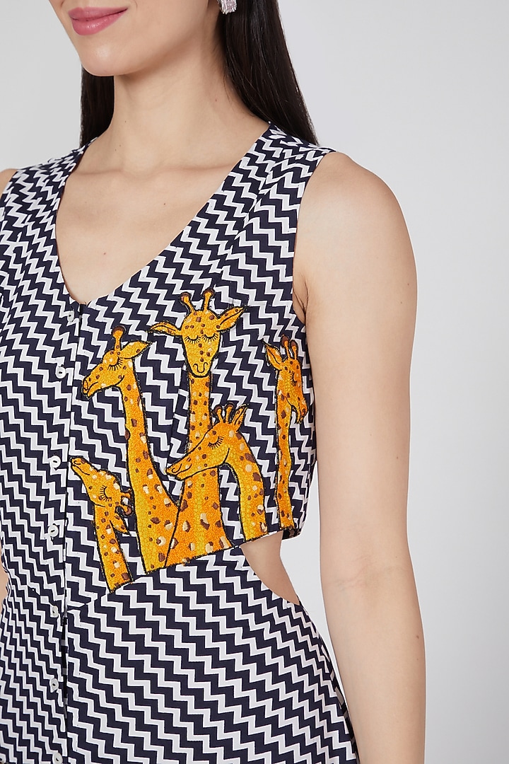 Navy Blue & White Maxi Summer Shirt Dress by Saaj By Ankita at Pernia's Pop Up Shop