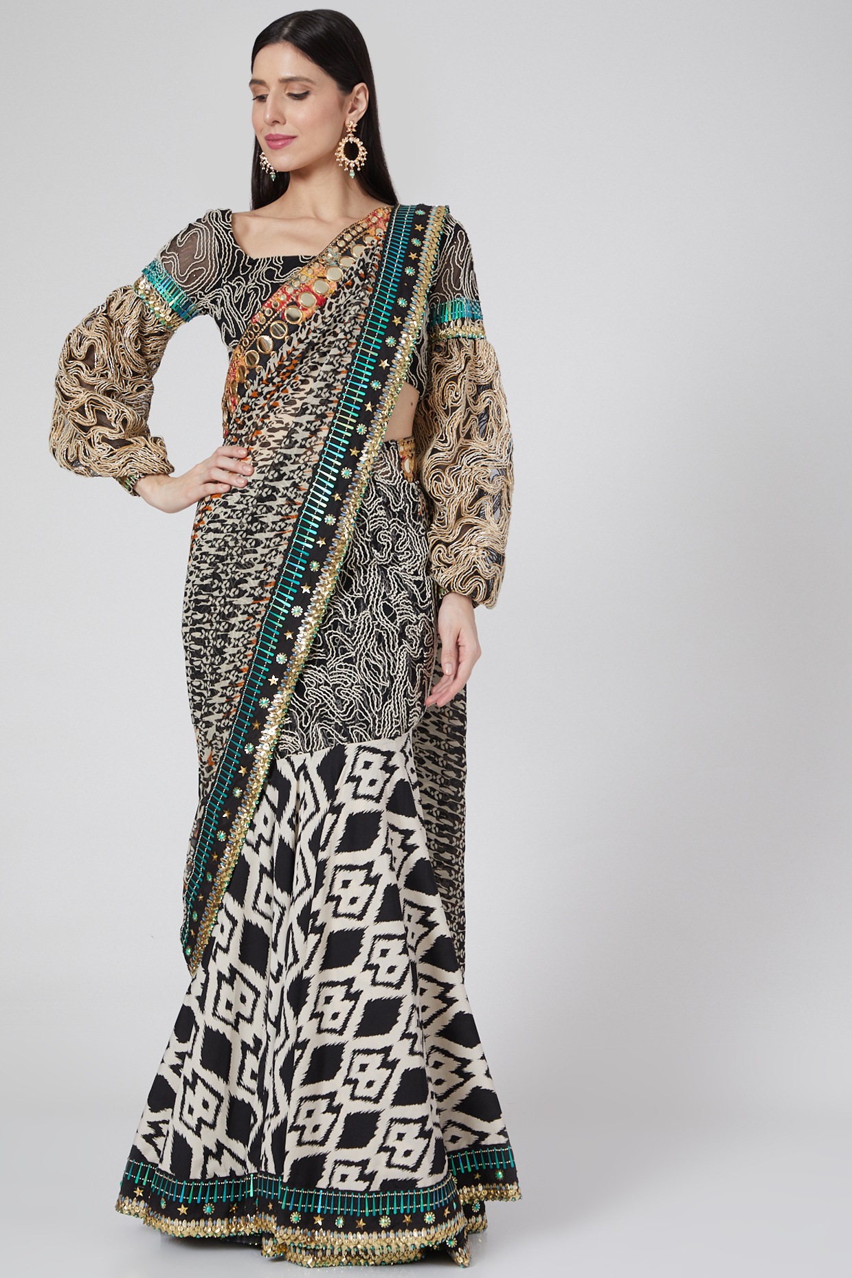 Buy Black Lehenga Saree for Women Online from India's Luxury Designers 2024