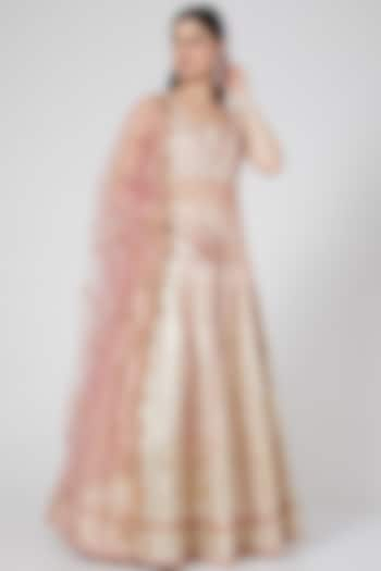 Blush Pink Embroidered Wedding Lehenga Set by Saaj By Ankita at Pernia's Pop Up Shop