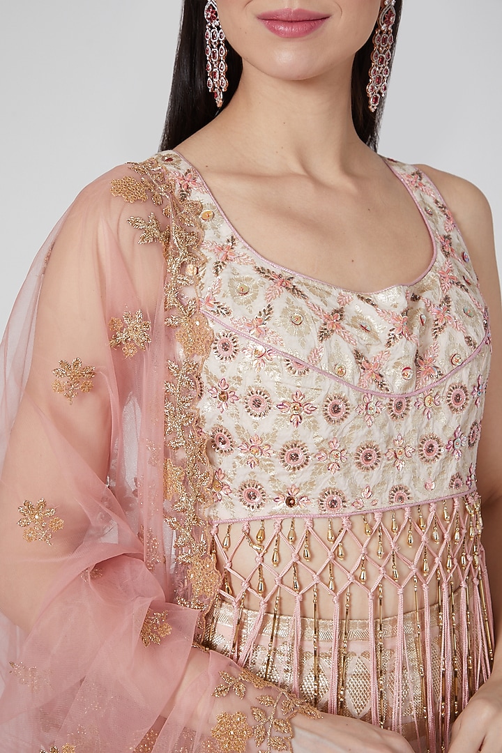 Blush Pink Embroidered Wedding Lehenga Set by Saaj By Ankita at Pernia's Pop Up Shop