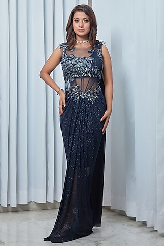 open lace back dress Party Wear Long Dress With Dupatta For Women