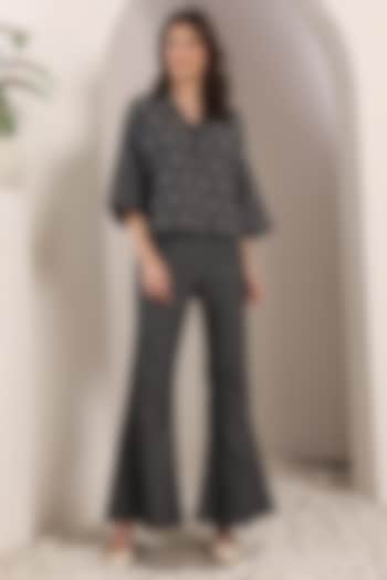 Grey Chambray Motif Hand Embellished Co-Ord Set by Saaj By Ankita at Pernia's Pop Up Shop