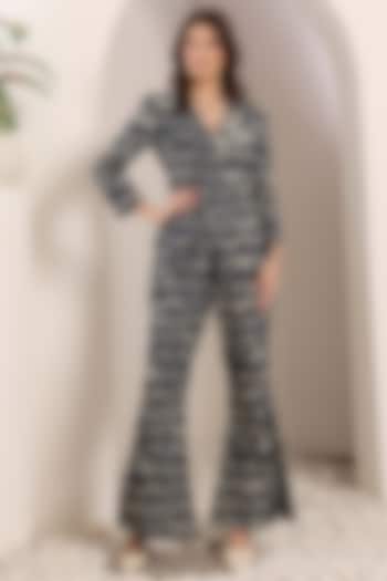Blue Soft Denim Printed & Embroidered Co-Ord Set by Saaj By Ankita at Pernia's Pop Up Shop