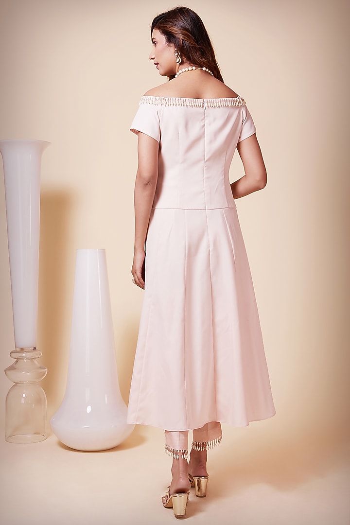 Blush Pink Moss Crepe Co-Ord Set by Saaj By Ankita at Pernia's Pop Up Shop