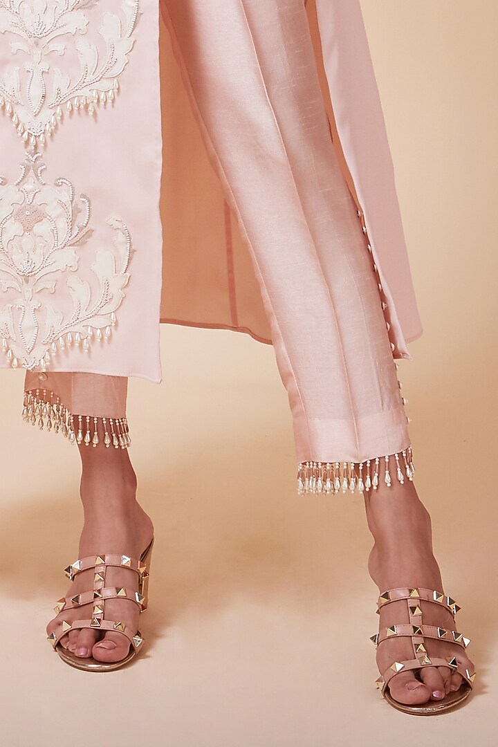 Blush Pink Moss Crepe Co-Ord Set by Saaj By Ankita at Pernia's Pop Up Shop