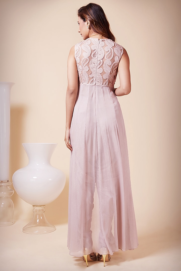 Mauve Metallic Georgette Dhoti Set by Saaj By Ankita at Pernia's Pop Up Shop