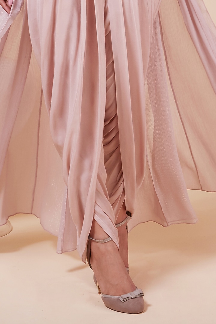 Mauve Metallic Georgette Dhoti Set by Saaj By Ankita at Pernia's Pop Up Shop