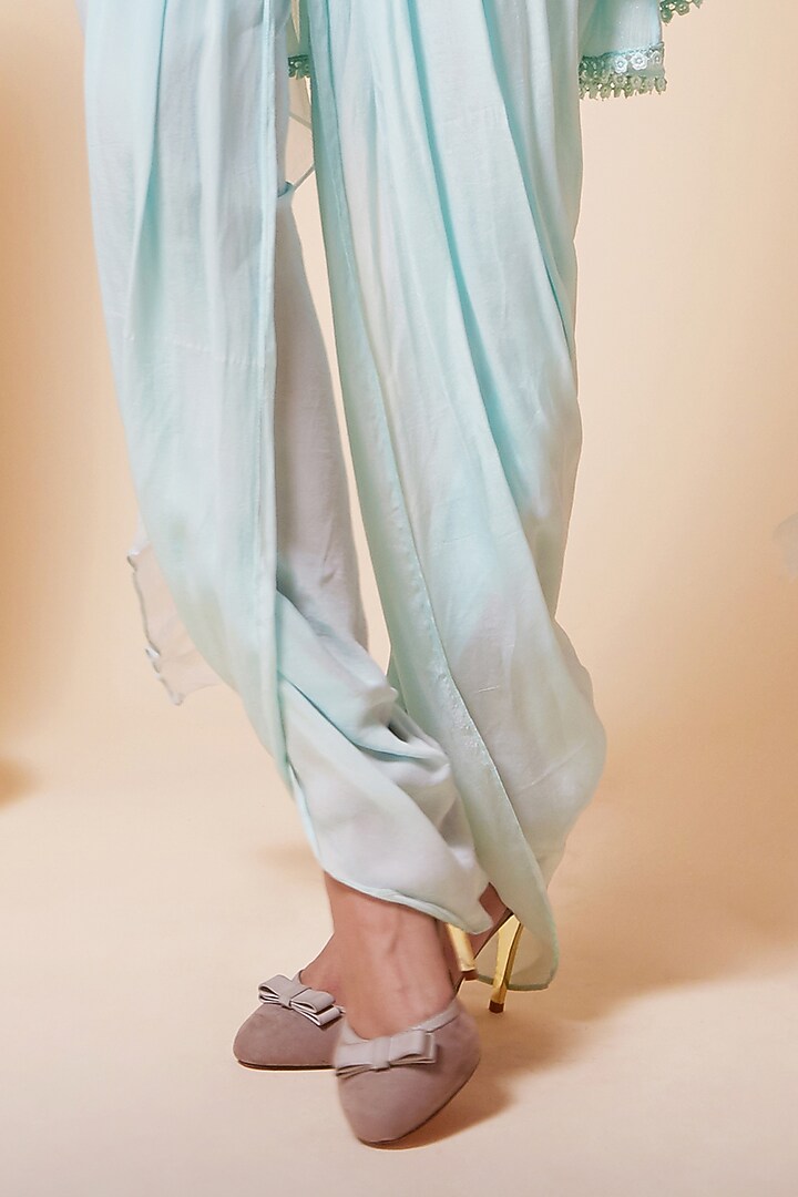 Powder Blue Georgette Dhoti Set by Saaj By Ankita at Pernia's Pop Up Shop