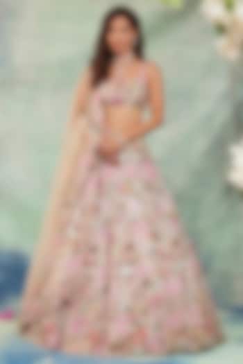 Lavender Tissue Crystal & Cutdana Embroidered Bridal lehenga for 22 Lehenga Set by Surabhi Chopra at Pernia's Pop Up Shop