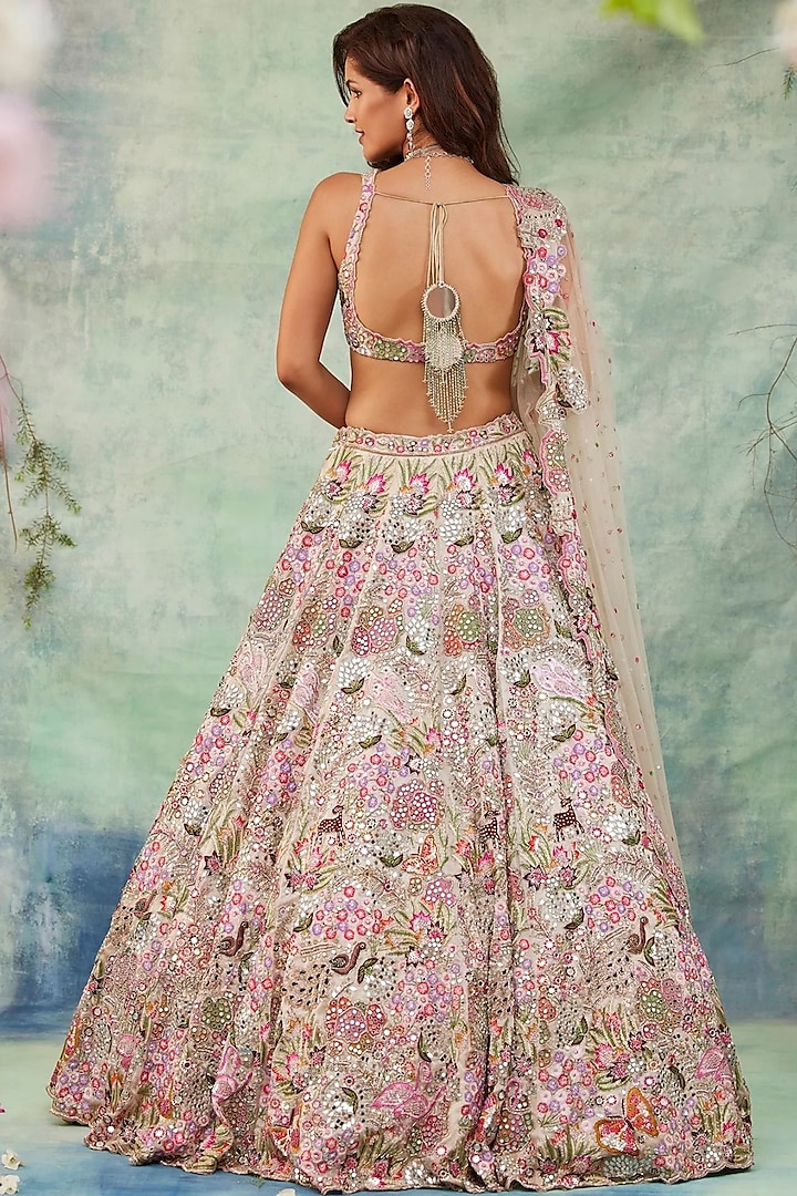 Lavender Tissue Crystal & Cutdana Embroidered Bridal Lehenga Set by Surabhi Chopra at Pernia's Pop Up Shop