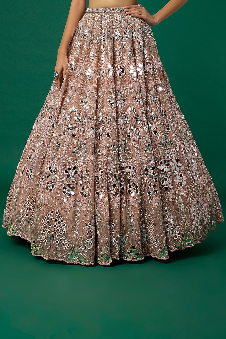 Powder Pink Embroidered Bridal Lehenga Set by Surabhi Chopra at Pernia's Pop Up Shop