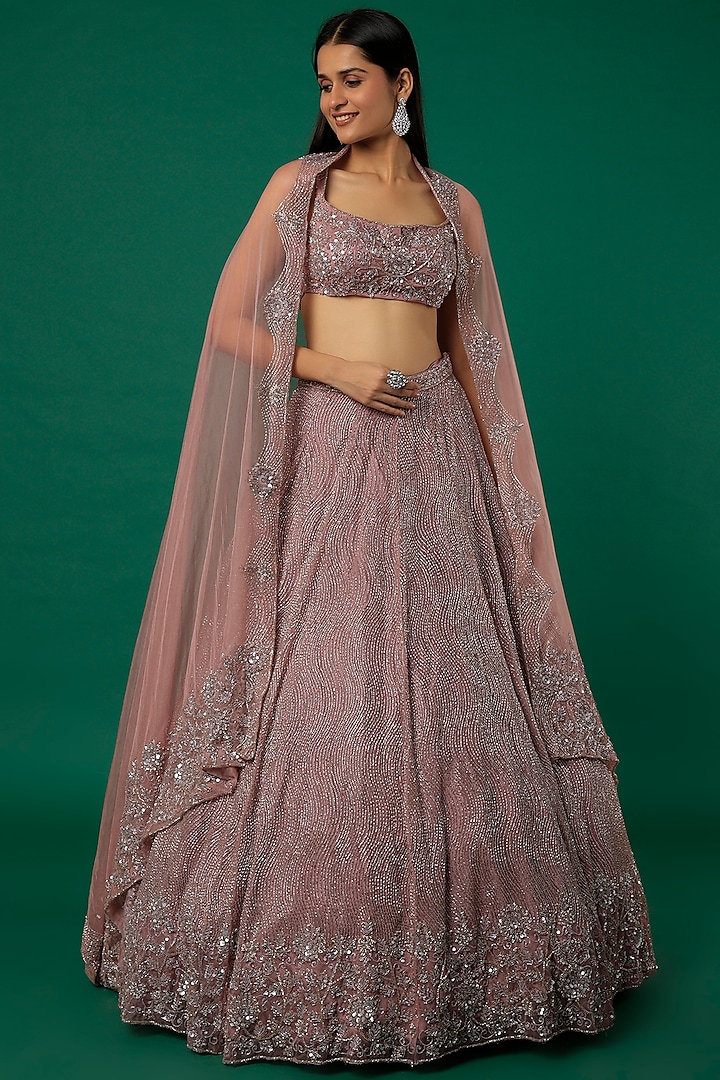 Lilac Embroidered Bridal Lehenga Set by Surabhi Chopra at Pernia's Pop Up Shop