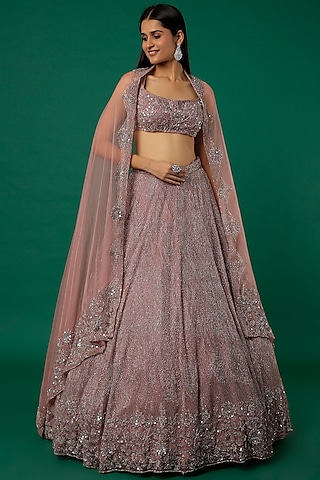 Lilac Embroidered Lehenga Set by Surabhi Chopra