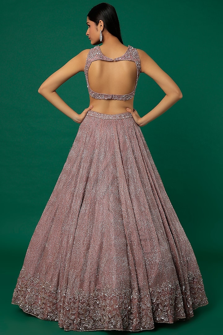 Lilac Embroidered Bridal Lehenga Set by Surabhi Chopra at Pernia's Pop Up Shop