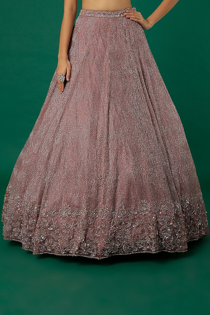 Lilac Embroidered Bridal Lehenga Set by Surabhi Chopra at Pernia's Pop Up Shop