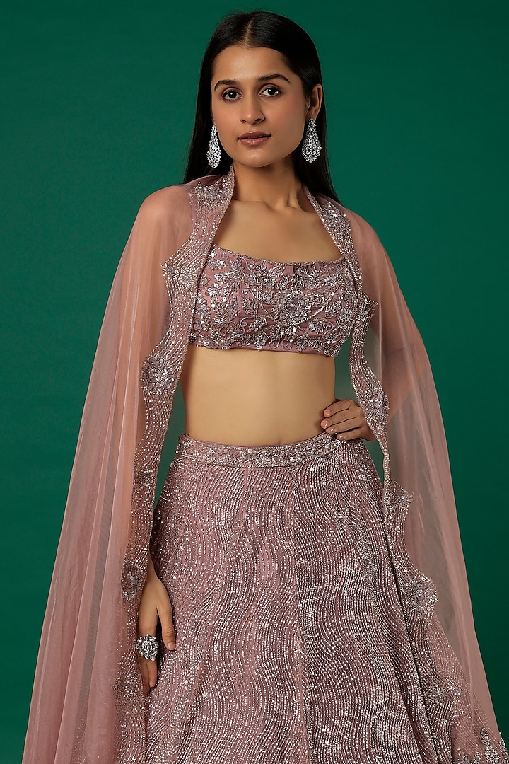 Lilac Embroidered Bridal Lehenga Set by Surabhi Chopra at Pernia's Pop Up Shop