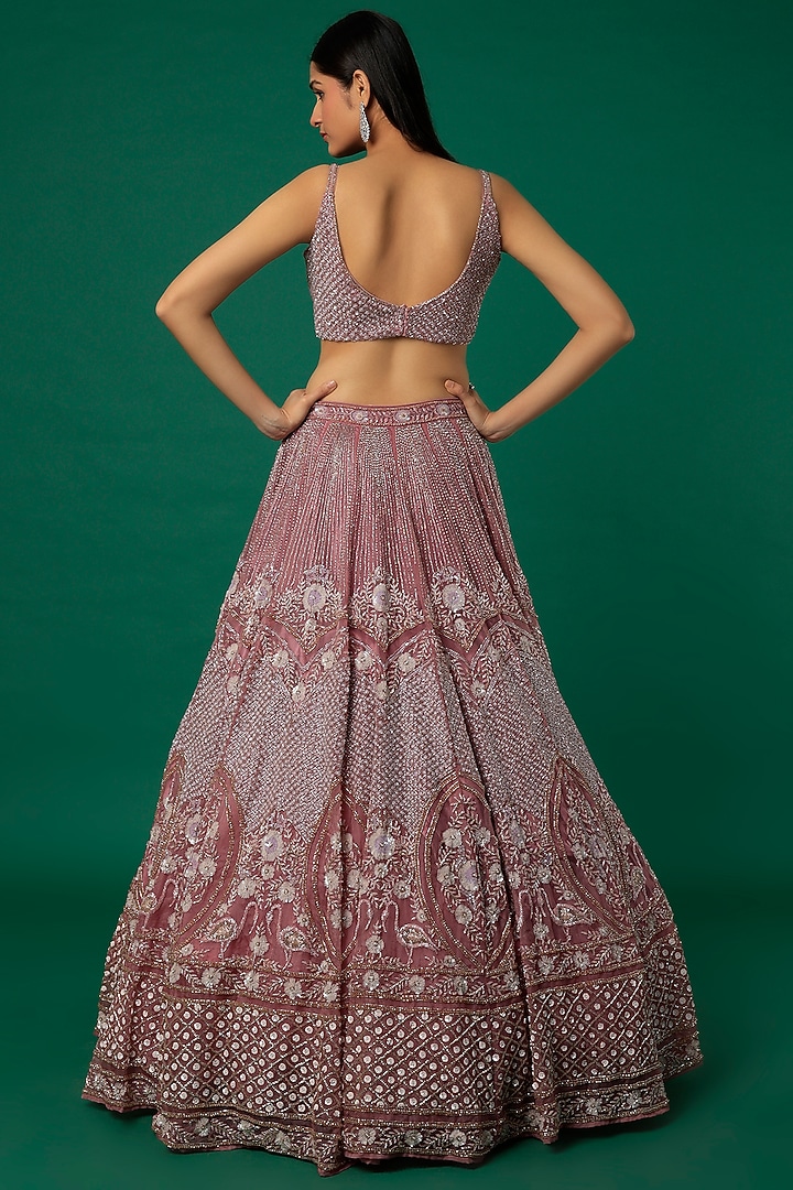 Lilac Tulle Embroidered Bridal Lehenga Set by Surabhi Chopra at Pernia's Pop Up Shop