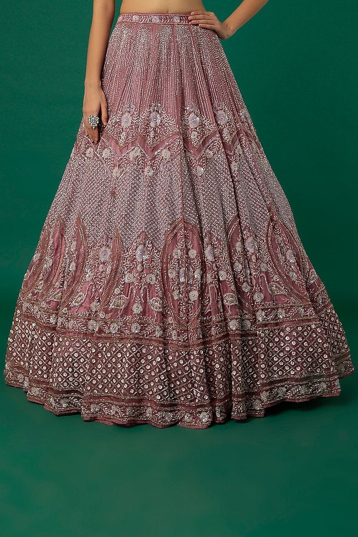 Lilac Tulle Embroidered Bridal Lehenga Set by Surabhi Chopra at Pernia's Pop Up Shop