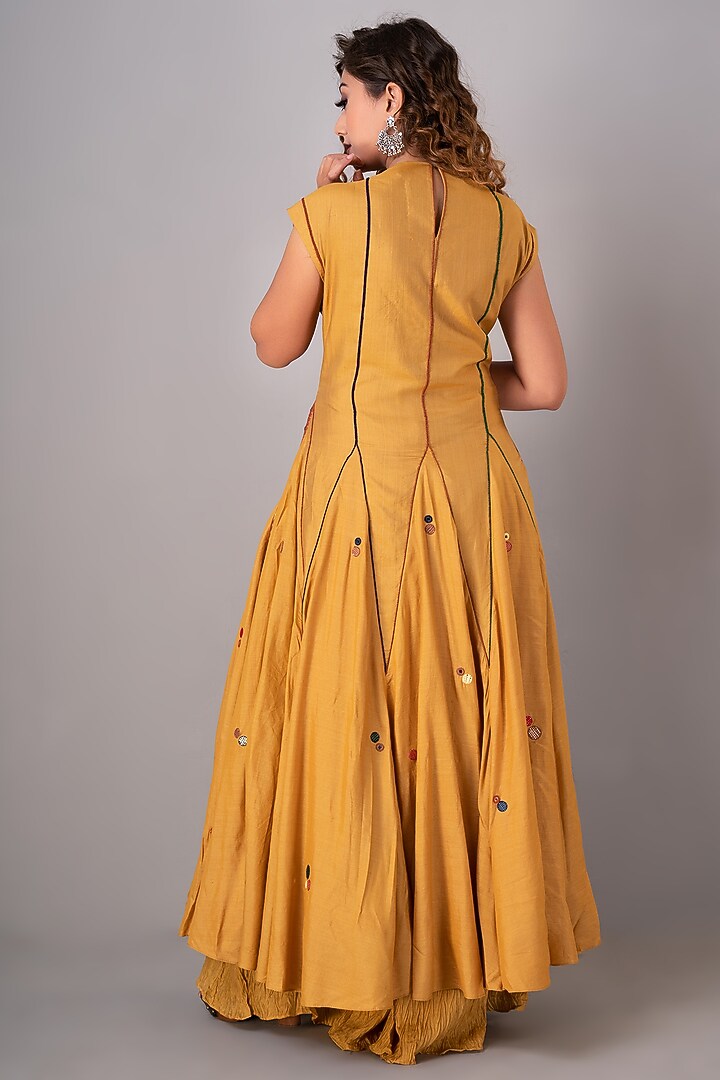Yellow Hand Embroidered Wedding Anarkali Set by Siddh by Deepa Goel at Pernia's Pop Up Shop