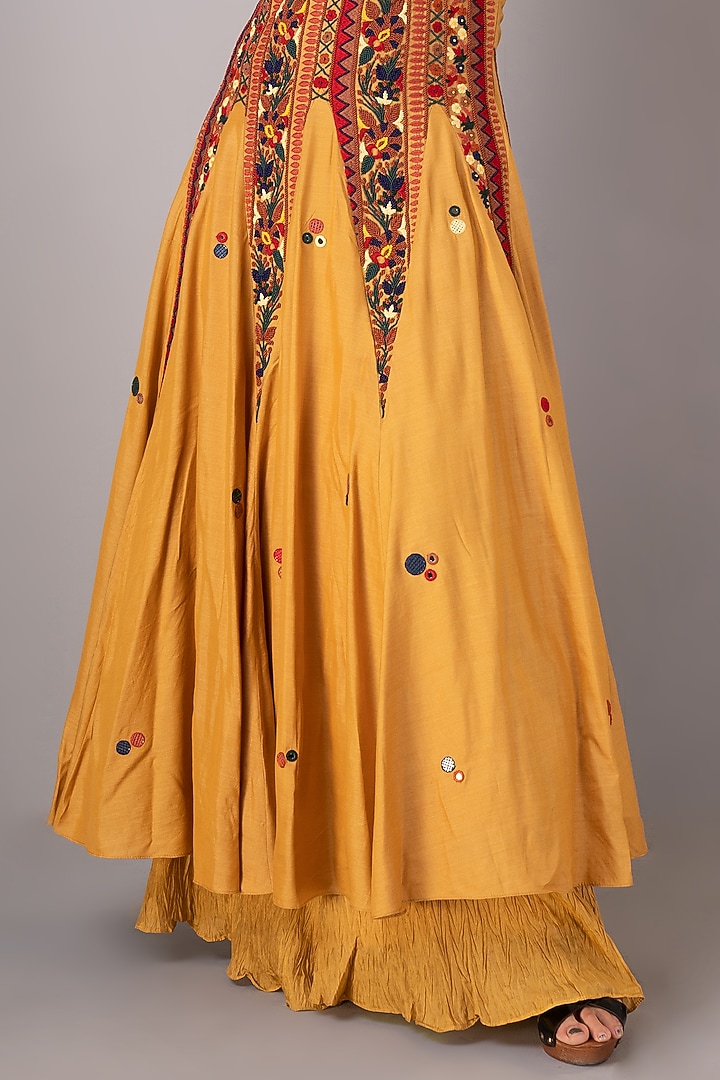 Yellow Hand Embroidered Wedding Anarkali Set by Siddh by Deepa Goel at Pernia's Pop Up Shop