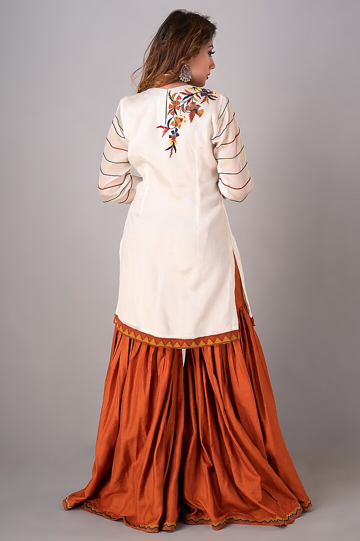 Rust Orange Organza Gharara Set by Siddh by Deepa Goel at Pernia's Pop Up Shop