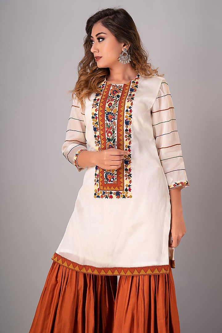 Rust Orange Organza Gharara Set by Siddh by Deepa Goel at Pernia's Pop Up Shop