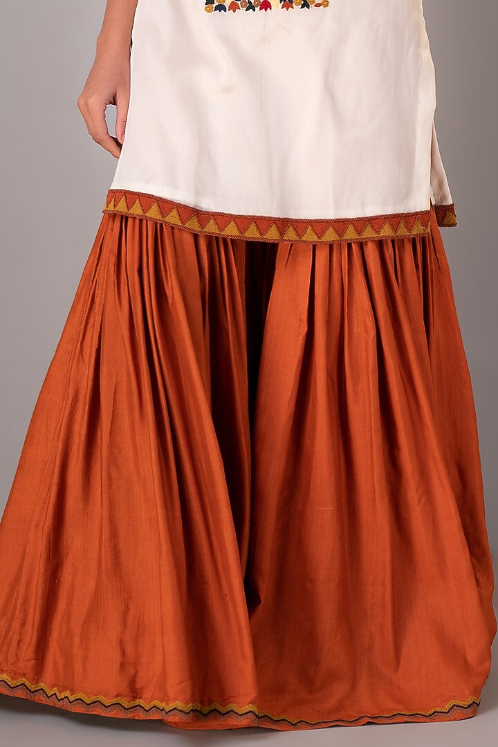 Rust Orange Organza Gharara Set by Siddh by Deepa Goel at Pernia's Pop Up Shop