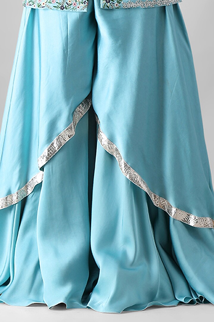 Sky Blue Embroidered Jacket Set by Siddh by Deepa Goel at Pernia's Pop Up Shop