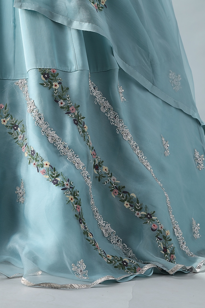 Sky Blue Embroidered Jacket Set by Siddh by Deepa Goel at Pernia's Pop Up Shop