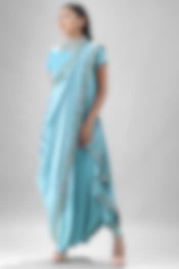 Sky Blue Embroidered Maxi Dress by Siddh by Deepa Goel