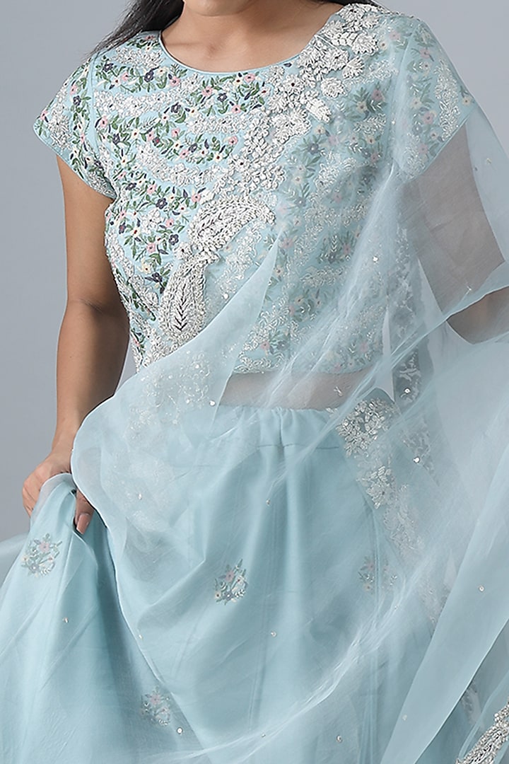 Sky Blue Embroidered Wedding Lehenga Set by Siddh by Deepa Goel at Pernia's Pop Up Shop
