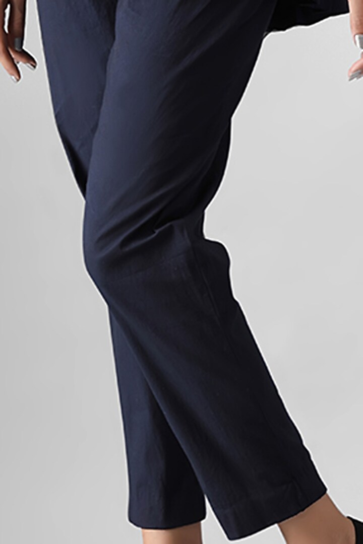 Navy Blue Narrow Pant Set by Siddh by Deepa Goel at Pernia's Pop Up Shop