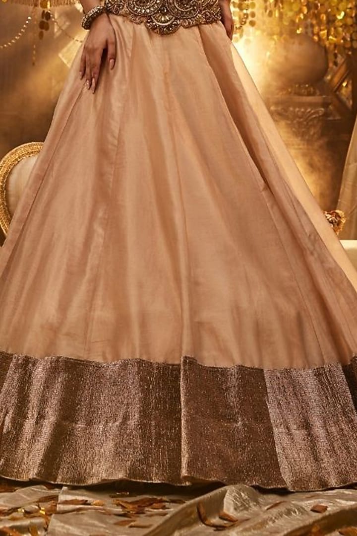 Golden Tissue Hand Embellished Wedding Lehenga Set by Swish By dolcy and Simran at Pernia's Pop Up Shop