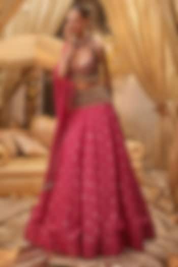 Pink Banarasi Hand Embellished Wedding Lehenga Set by Swish By dolcy and Simran at Pernia's Pop Up Shop