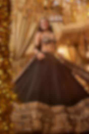 Black Tissue Hand Embellished Bridal Lehenga Set by Swish By dolcy and Simran at Pernia's Pop Up Shop