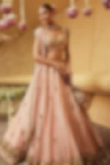 Blush Pink Tissue Embellished Bridal Lehenga Set by Swish By dolcy and Simran at Pernia's Pop Up Shop