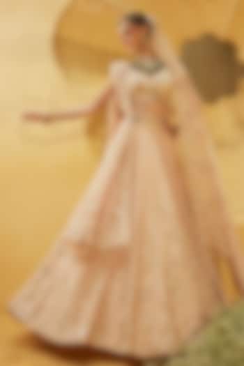 Blush Pink Raw Silk Hand Embellished Bridal Lehenga Set by Swish By dolcy and Simran at Pernia's Pop Up Shop