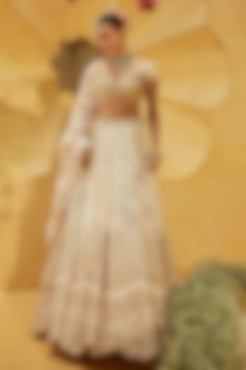 Blush Pink Raw Silk Embellished Bridal Lehenga Set by Swish By dolcy and Simran at Pernia's Pop Up Shop