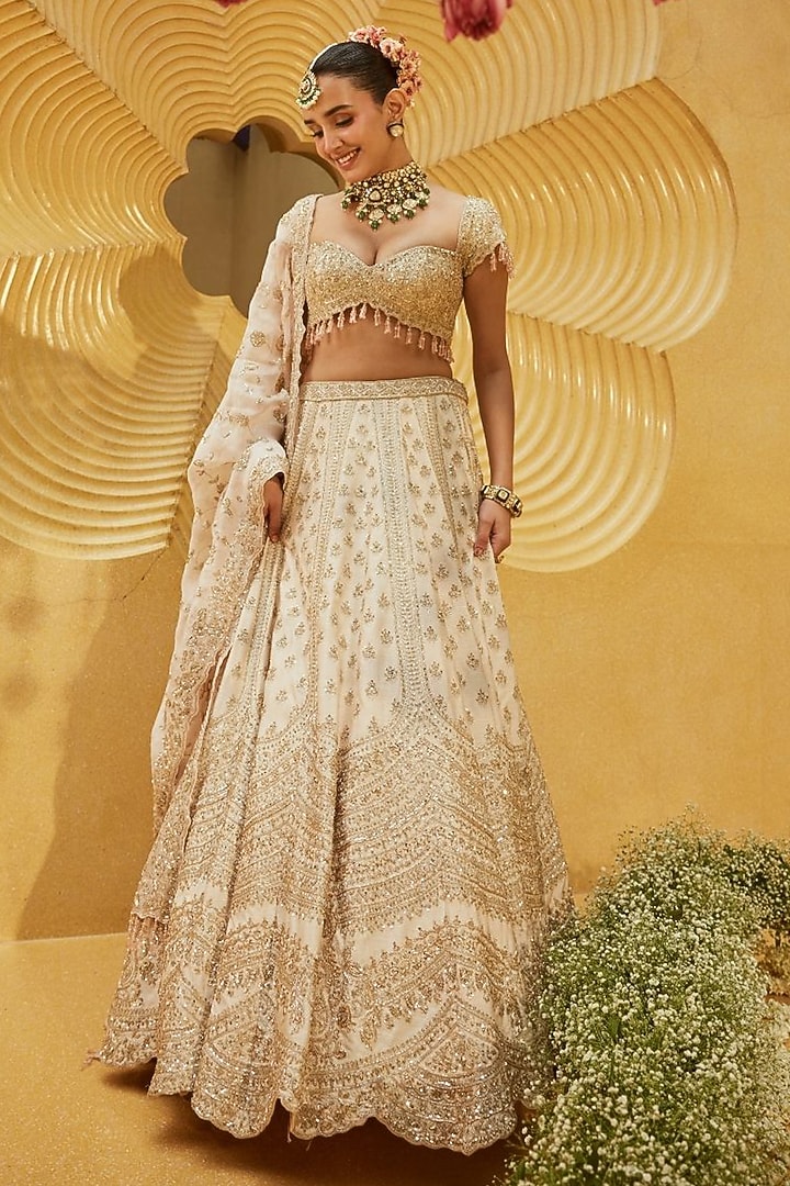 Blush Pink Raw Silk Embellished Bridal Lehenga Set by Swish By dolcy and Simran at Pernia's Pop Up Shop