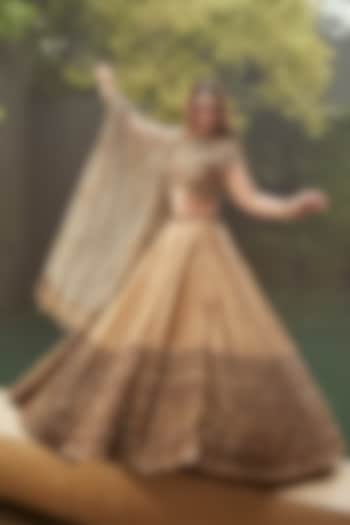 Golden Raw Silk Embellished Bridal Lehenga Set by Swish By dolcy and Simran at Pernia's Pop Up Shop