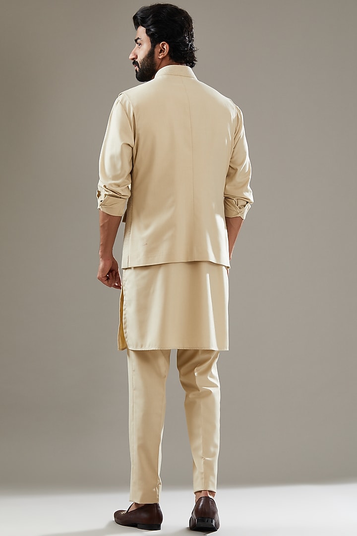 Gold Wool Viscose Blend Bundi Jacket Set by SBJ at Pernia's Pop Up Shop