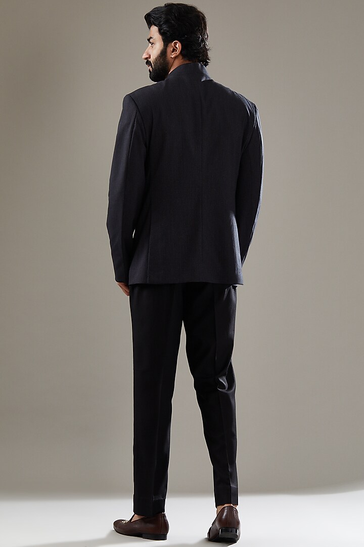 Black Italian Fabric Embroidered Jodhpuri Set by SBJ at Pernia's Pop Up Shop